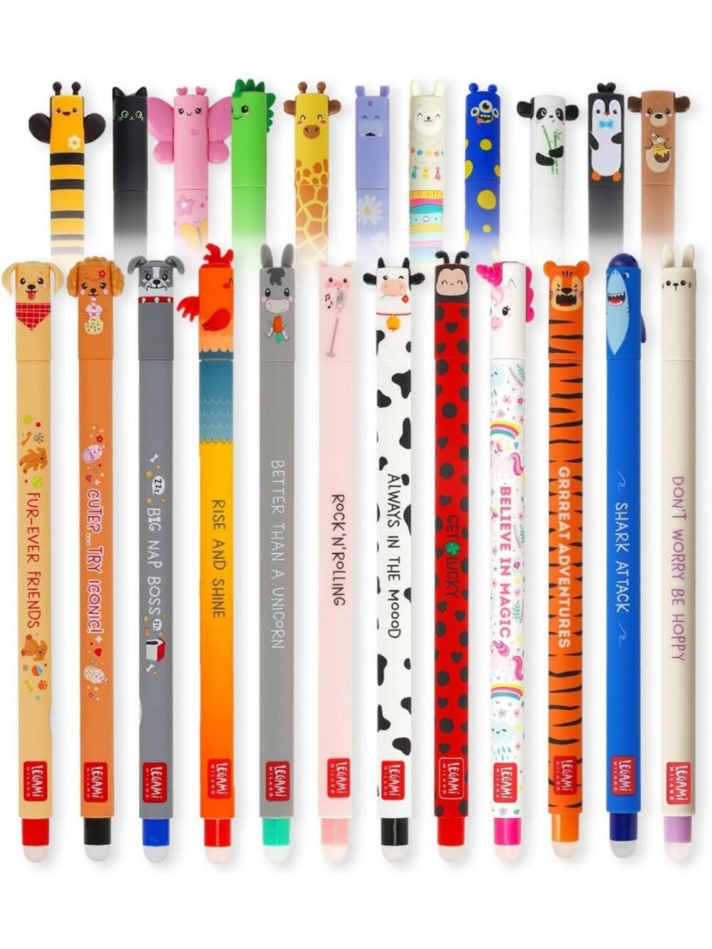 Cute Animal-Themed Gel Pen Set - 23 Erasable Pens with Heat Sensitive Ink, 0.7mm